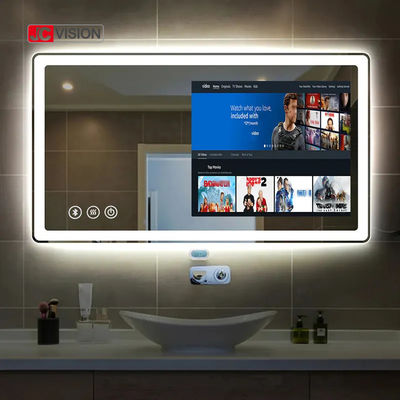 Specchio astuto domestico IP65 del bagno dello specchio TV Android LED del touch screen dell'hotel di JCVISION