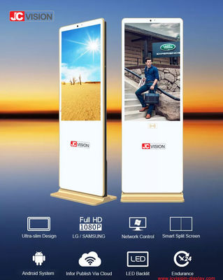 Android/Windows OS Segnaletica digitale da terra bianca da 65 pollici per visualizzazione 4k- 7/24 D/H