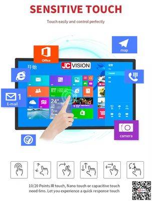 JCvision Indoor Digital Signage Displays 8GB/16GB Capacità del disco rigido e supporto ai comandi vocali