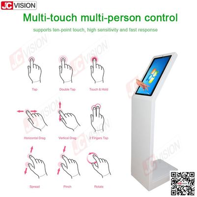 Chiosco interattivo digitale self-service Jcvision da 21,5 pollici, chiosco touch screen con schermo verticale a L, bianco
