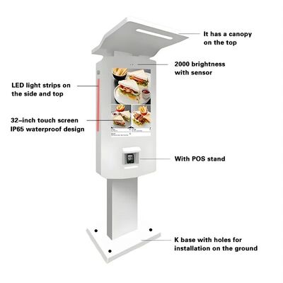 Nvidia Chipset 24" Outdoor Waterproof IP55 Self Service Payment Kiosk Dettagli veloci del terminale di pagamento all'aperto con touch screen