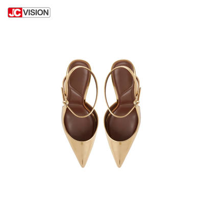 JCVISION Scarpe con Punta a Punta e Cinturino Metalliche Specchio Ecopelle Tacco Alto Stiletto D'Orsay Scarpe da Cerimonia