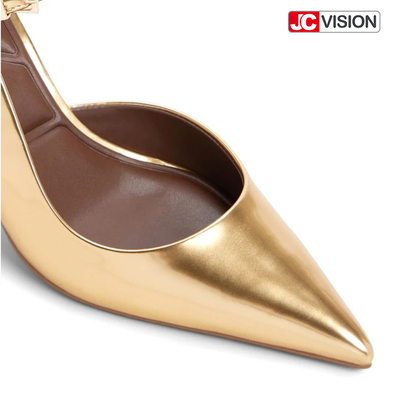 JCVISION Scarpe con Punta a Punta e Cinturino Metalliche Specchio Ecopelle Tacco Alto Stiletto D'Orsay Scarpe da Cerimonia